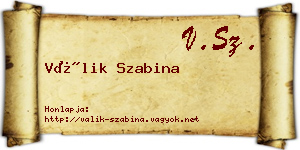 Válik Szabina névjegykártya